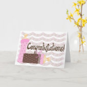 Pink & Brown Bottles Baby Girl Karte (Gelbe Blume)