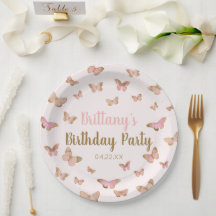 Pink Brown Butterfly Geburtstagsparty
