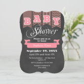 Pink Brown Chalkboard Flag Baby Dusche einladen Einladung (Stehend Vorderseite)