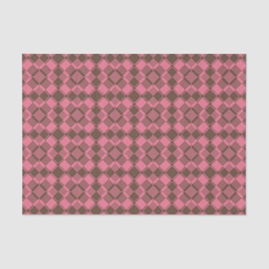 Pink Brown Checker Argyle Pattern Seidenpapier (Vorderseite)