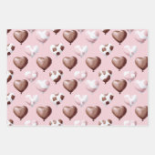 Pink Brown Cocoa Cow Print Hearts Birthday Geschenkpapier Set (Vorderseite 3)