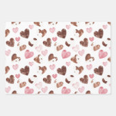 Pink Brown Cocoa Cow Print Hearts Birthday Geschenkpapier Set (Vorderseite)