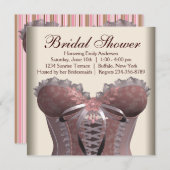 Pink Brown Corset Brautparty Einladung (Vorne/Hinten)