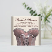 Pink Brown Corset Brautparty Einladung (Stehend Vorderseite)