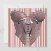 Pink Brown Corset Brautparty Einladung (Rückseite)