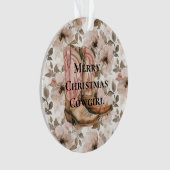 Pink Brown Cowgirl Boots Floral Christmas Ornament (Vorderseite)