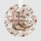 Pink Brown Cowgirl Boots Floral Christmas Ornament (Vorderseite)
