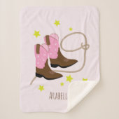 Pink & Brown Cowgirl Boots & Rope, Personalisiert Sherpadecke (Vorderseite)