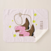 Pink & Brown Cowgirl Boots & Rope, Personalisiert Sherpadecke (Vorderseite (Horizontal))