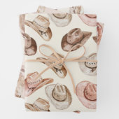 Pink Brown Cowgirl Southwestern Hat Boots Birthday Geschenkpapier Set (Beispiel)