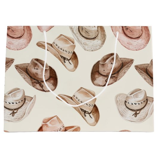 Pink Brown Cowgirl Southwestern Hats Birthday Große Geschenktüte (Vorderseite)