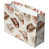 Pink Brown Cowgirl Southwestern Hats Birthday Große Geschenktüte (Rückseite Schrägansicht)