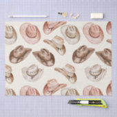 Pink Brown Cowgirl Southwestern Hats Birthday Seidenpapier (Handwerk)