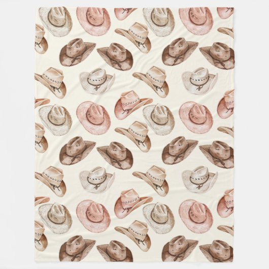 Pink Brown Cowgirl Southwestern Hats Fleecedecke (Vorderseite)
