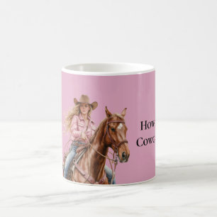Pink Brown Cowgirl Southwestern Horse Blond Kaffeetasse