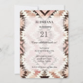 Pink Brown Cowgirl Southwestern Tribal Geburtstag Einladung (Vorderseite)