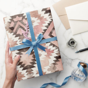 Pink Brown Cowgirl Southwestern Tribal Geburtstag Geschenkpapier