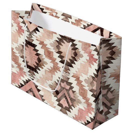 Pink Brown Cowgirl Southwestern Tribal Geburtstag Große Geschenktüte (Vorderseite Schrägansicht)