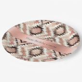 Pink Brown Cowgirl Southwestern Tribal Geburtstag Pappteller (Schrägansicht)