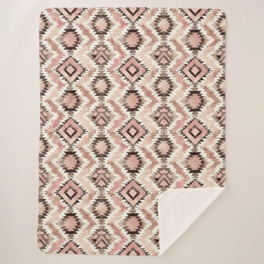 Pink Brown Cowgirl Southwestern Tribal Sherpadecke (Vorderseite)