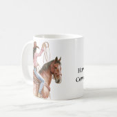 Pink Brown Cowgirl Südwest Pferd Schwarzes Haar Kaffeetasse (Vorderseite Links)