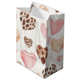 Pink Brown Cream Leopard Tierherzen Geburtstag Mittlere Geschenktüte