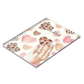 Pink Brown Cream Leopard Tierherzen Hand Notizblock (Linke Seite)