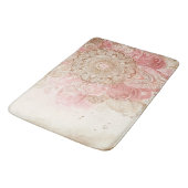 Pink Brown Cream Mandala Bohemisch Boho Mode Badematte (Schrägansicht)