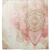 Pink Brown Cream Mandala Bohemisch Boho Mode Duschvorhang (Vorderseite)