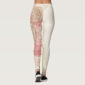 Pink Brown Cream Mandala Bohemisch Boho Mode Leggings (Rückseite)