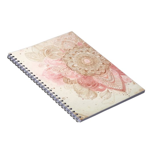 Pink Brown Cream Mandala Bohemisch Boho Mode Notizblock (Rechte Seite)
