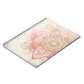 Pink Brown Cream Mandala Bohemisch Boho Mode Notizblock (Linke Seite)