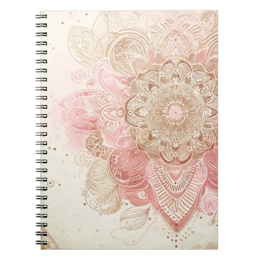 Pink Brown Cream Mandala Bohemisch Boho Mode Notizblock (Vorderseite)