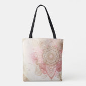 Pink Brown Cream Mandala Bohemisch Boho Mode Tasche (Rückseite)