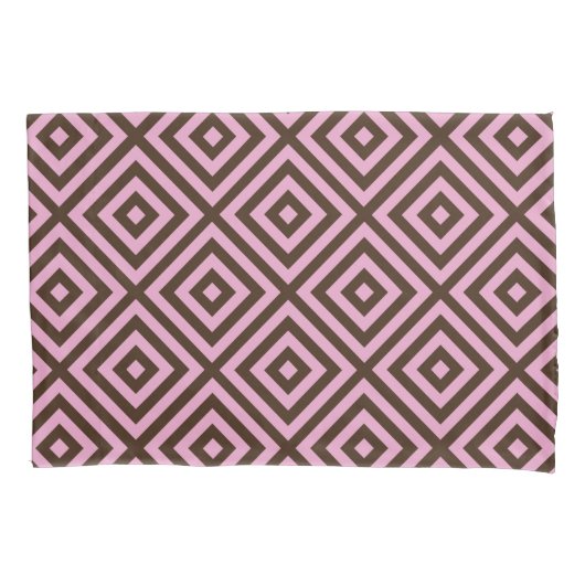 Pink Brown Diamond Muster Pillowcase Kissenbezug (Vorderseite-Links)