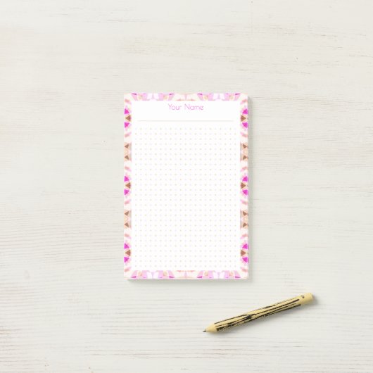 Pink Brown Dot Grid Layout Uni Plan Planer Post-it Klebezettel (Auf Schreibtisch)