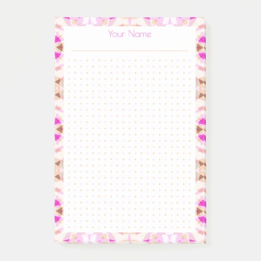 Pink Brown Dot Grid Layout Uni Plan Planer Post-it Klebezettel (Vorderseite)