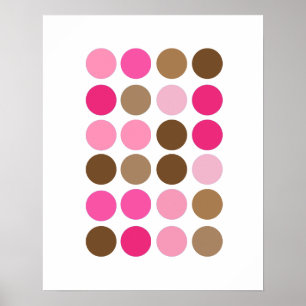 Pink & Brown Dots Modernes Kunstmuster Abstrakt Poster