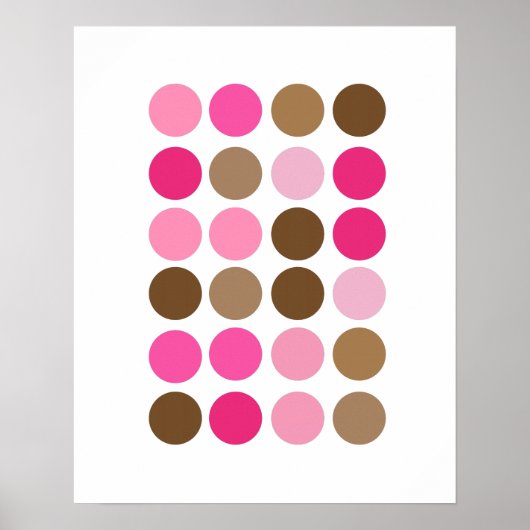 Pink & Brown Dots Modernes Kunstmuster Abstrakt Poster (Vorne)