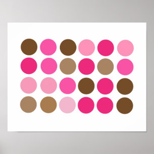Pink & Brown Dots Modernes Muster Abstraktes Poste Poster