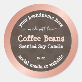 Pink Brown Dotted Pattern Produktverpackungen Etik Runder Aufkleber