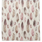 Pink Brown Feathers Duschvorhang (Vorderseite)