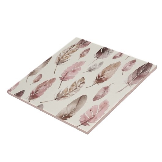 Pink Brown Feathers Fliese (Seite)