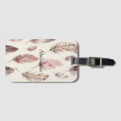 Pink Brown Feathers Gepäckanhänger (Vorderseite (Horizontal))
