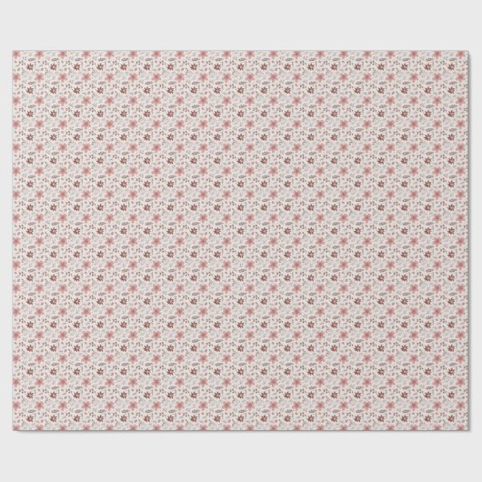 Pink Brown floral Botanisch Moderne Weihnachten Geschenkpapier (Flach)