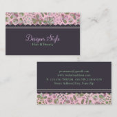 Pink & Brown Floral Business Card Visitenkarte (Vorne/Hinten)