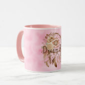 Pink Brown Floral Dream Catcher Tasse (Vorderseite Links)