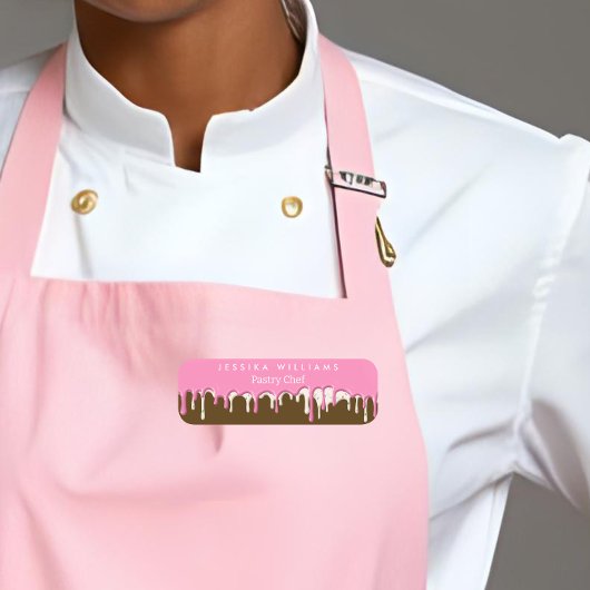 Pink Brown Frosting Drip Bäckerei Namensschild