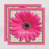 Pink Brown Gerbera Daisy Bridal Dusche Einladung (Vorne/Hinten)