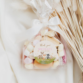 Pink Brown Girl Watercolor Waldtiere Runder Aufkleber